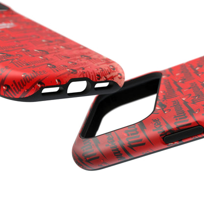Red Script Logo Pattern phone case | Impact-Resistant Case