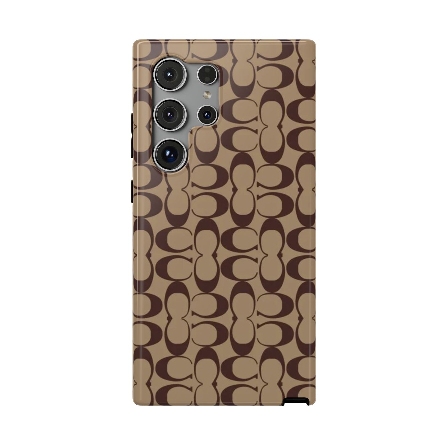Signature Pattern Impact-Resistant Phone Case — Brown Monogram iPhone Cover
