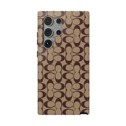 Signature Pattern Impact-Resistant Phone Case — Brown Monogram iPhone Cover