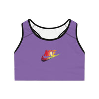 Rainbow Brushstroke Swoosh Sports Bra | Purple Athletic Crop