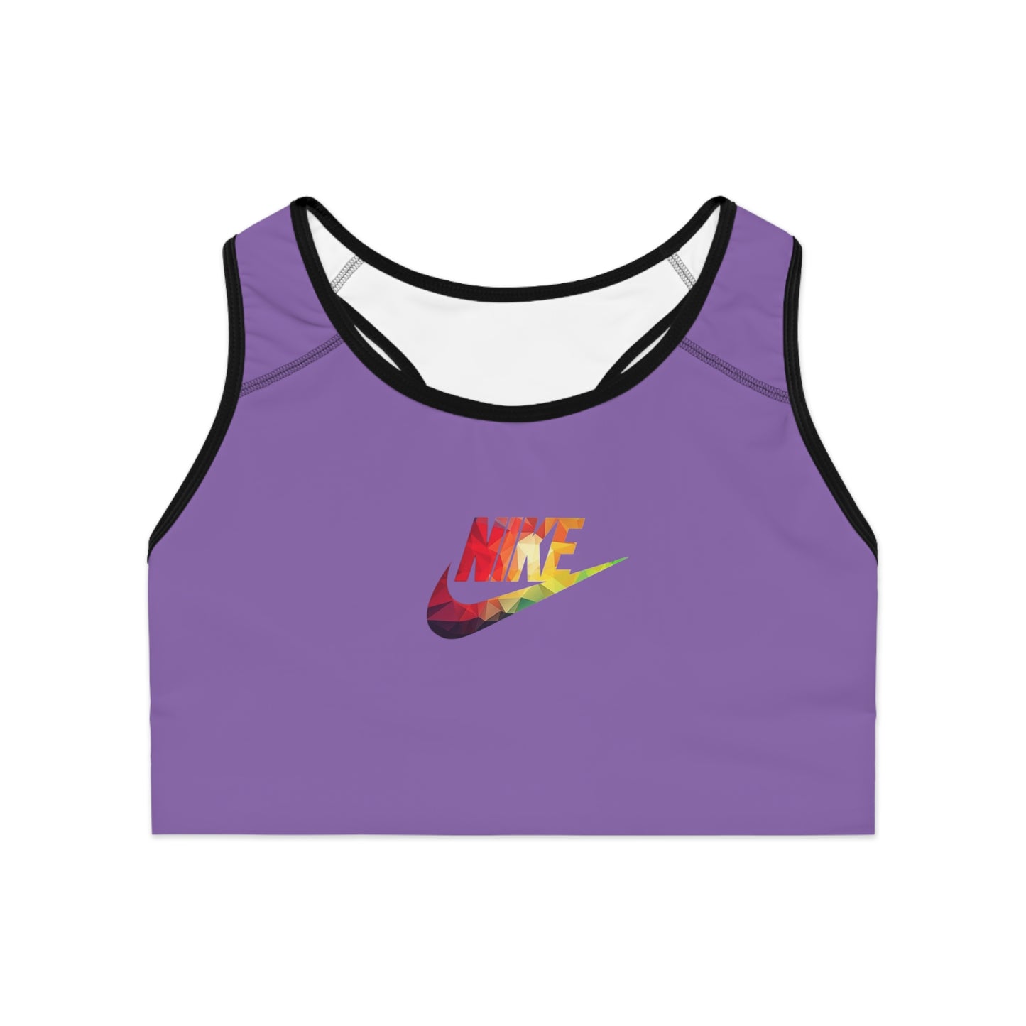 Rainbow Brushstroke Swoosh Sports Bra | Purple Athletic Crop