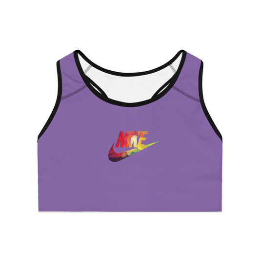 Rainbow Brushstroke Swoosh Sports Bra | Purple Athletic Crop