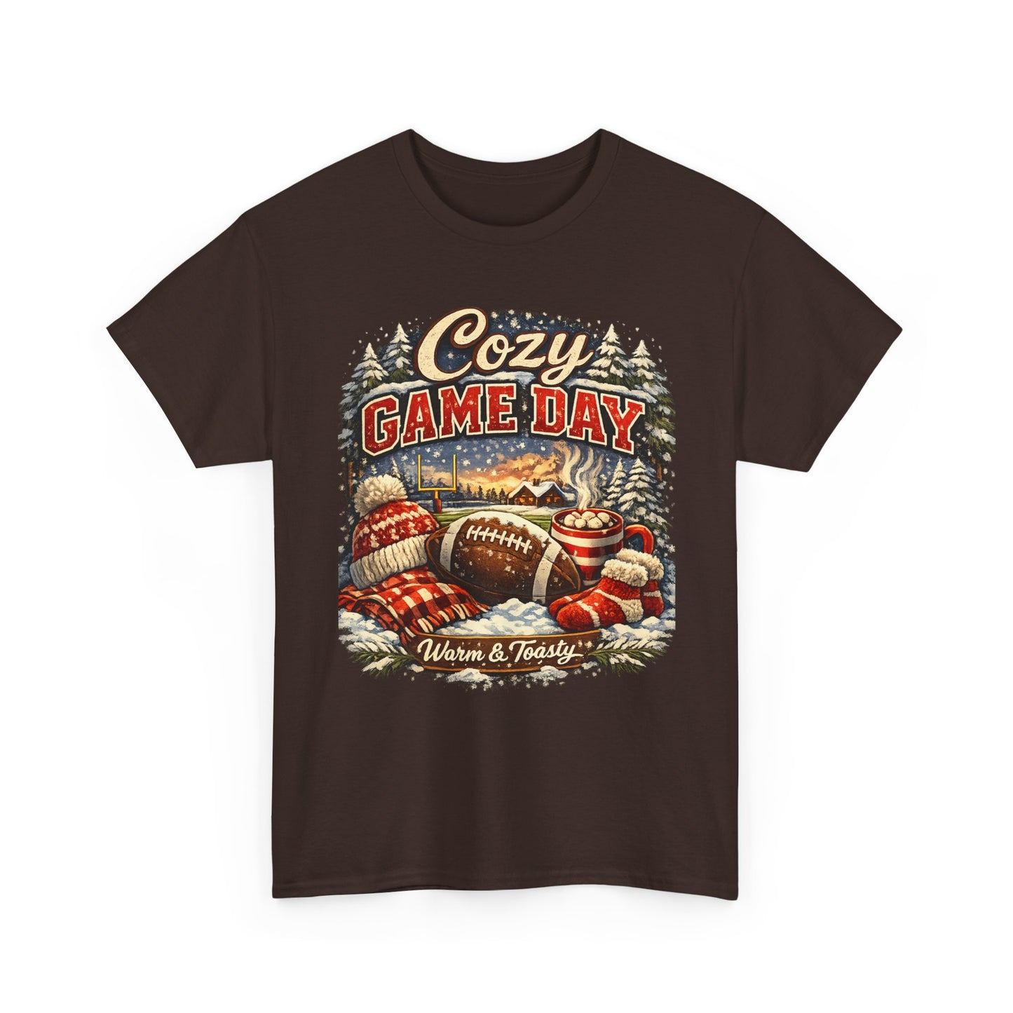 Cozy Game Day football graphic Tee | Retro winter mittens, warm & toasty