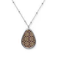 Monogram Pattern Oval Necklace | Teardrop Pendant Necklace