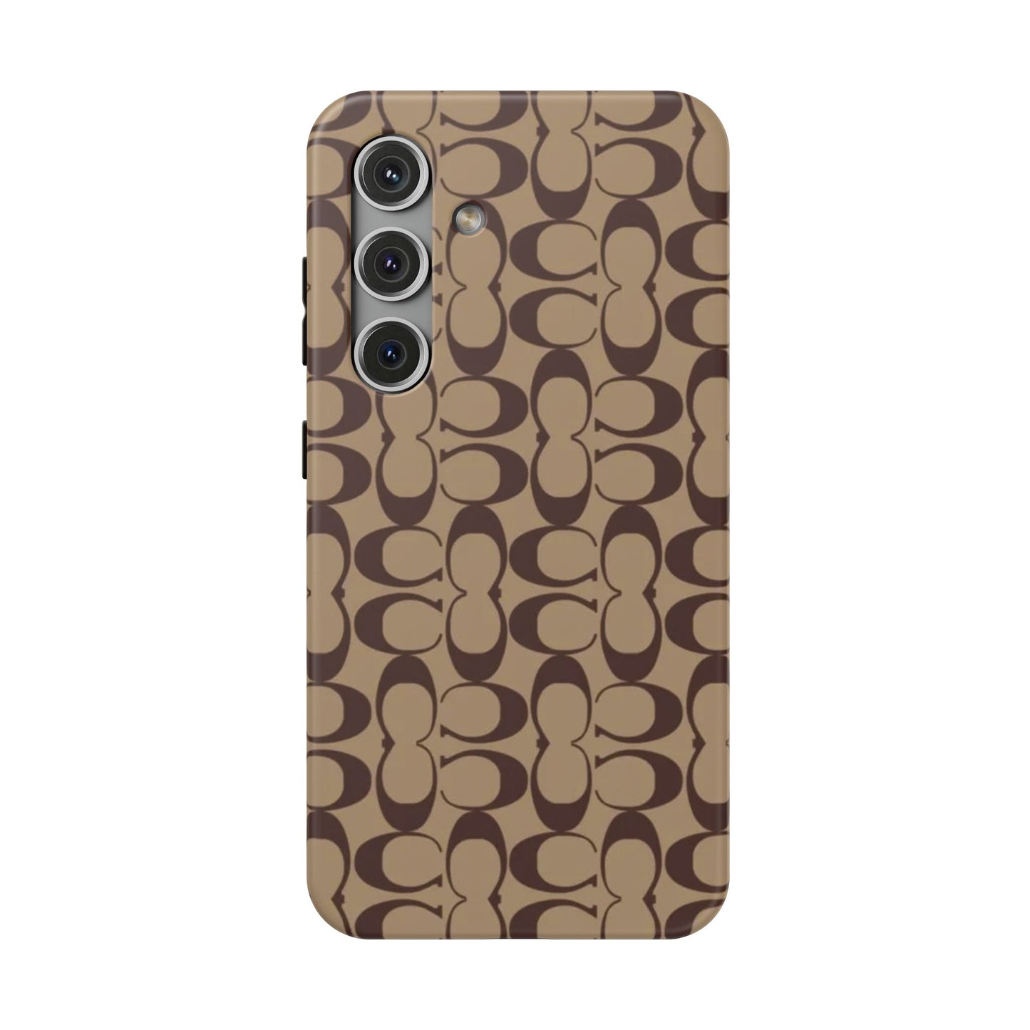 Signature Pattern Impact-Resistant Phone Case — Brown Monogram iPhone Cover
