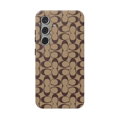 Signature Pattern Impact-Resistant Phone Case — Brown Monogram iPhone Cover