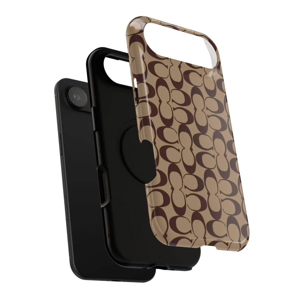 Signature Pattern Impact-Resistant Phone Case — Brown Monogram iPhone Cover