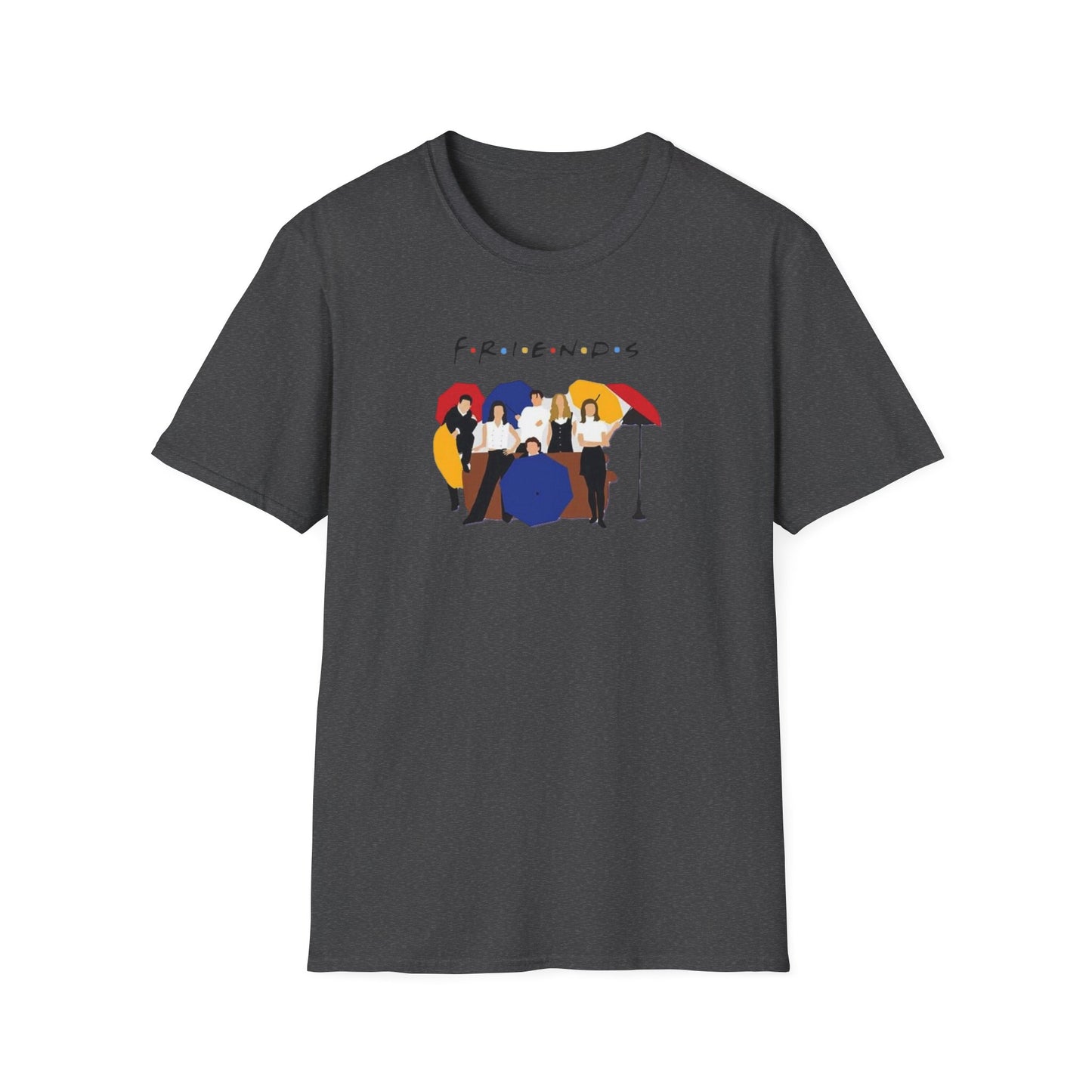 Friends TV Show Minimalist Group Graphic T-Shirt — "FRIENDS" Cast Illustration