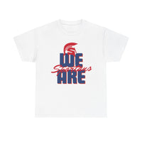We Are Spartans T-Shirt — School Spirit Tee (Red & Navy Spartan Logo)