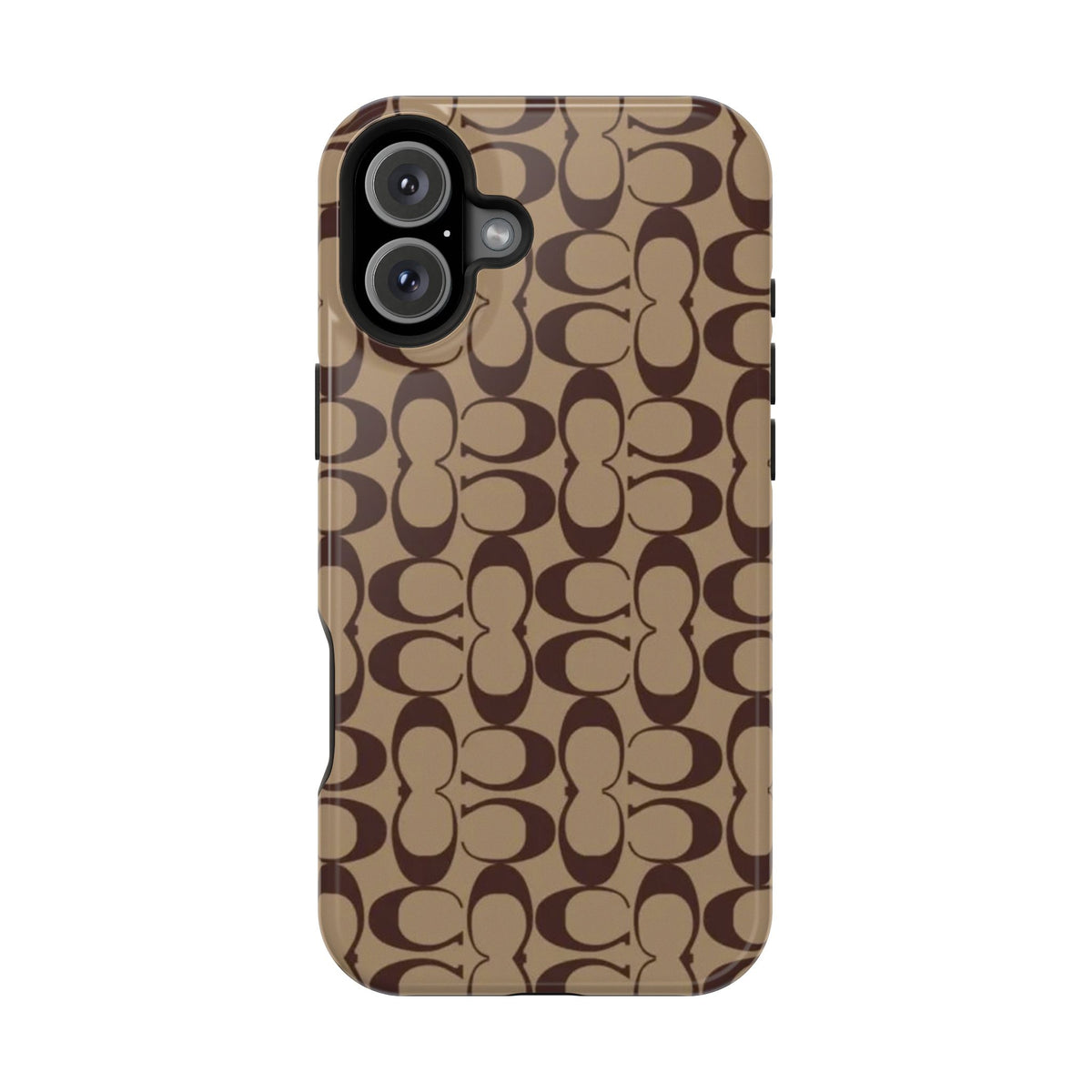 Signature Pattern Impact-Resistant Phone Case — Brown Monogram iPhone Cover