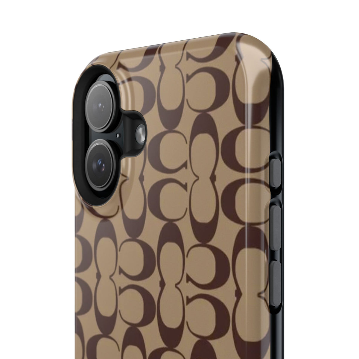 Signature Pattern Impact-Resistant Phone Case — Brown Monogram iPhone Cover
