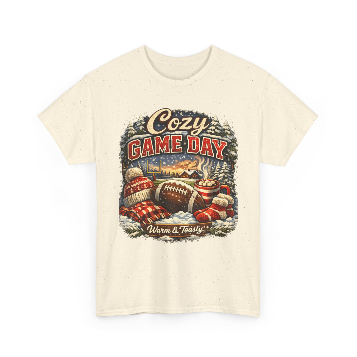 Cozy Game Day football graphic Tee | Retro winter mittens, warm & toasty