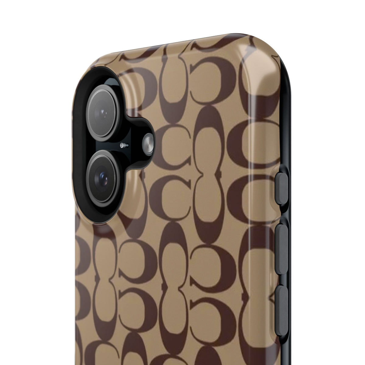 Signature Pattern Impact-Resistant Phone Case — Brown Monogram iPhone Cover