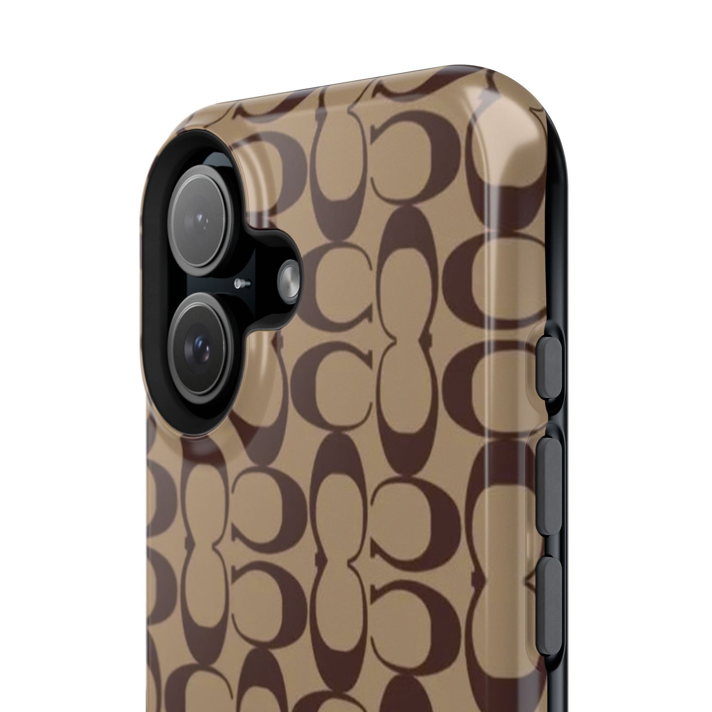 Signature Pattern Impact-Resistant Phone Case — Brown Monogram iPhone Cover