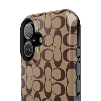 Signature Pattern Impact-Resistant Phone Case — Brown Monogram iPhone Cover