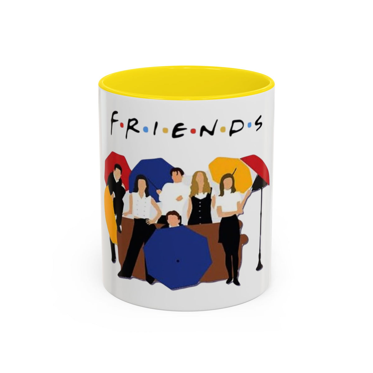 Friends TV Show Inspired Coffee Mug — Cast Silhouette with Umbrellas, 11/15oz Accent Mug