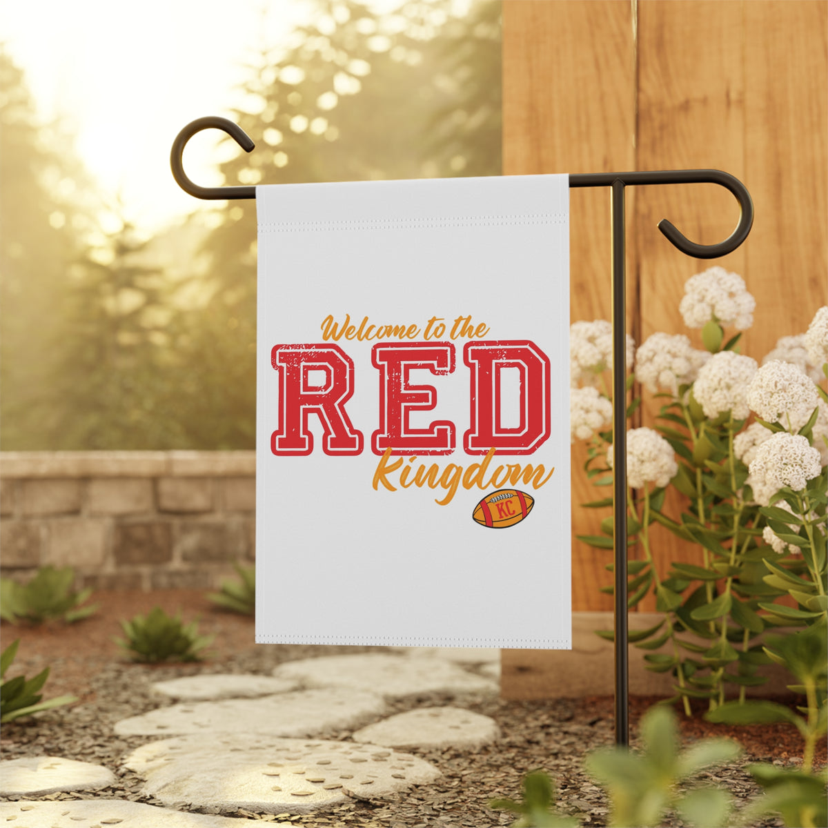 Welcome to the Red Kingdom Garden Flag | House Banner, Football Theme